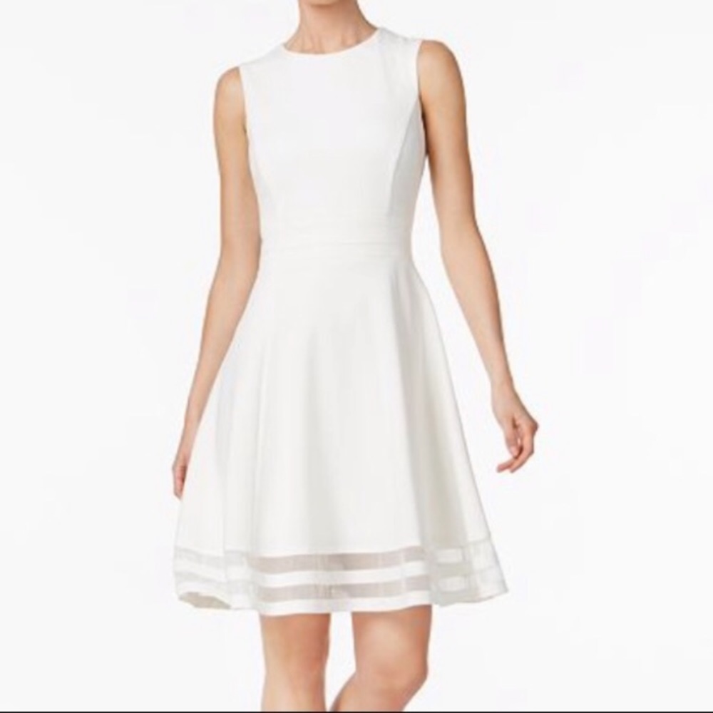 Calvin Klein Illusion-Trim Fit & Flare Dress